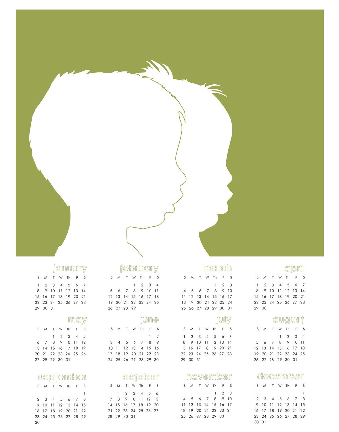 Boys Silhouette Calendar by Our Humble A{Bowe}d