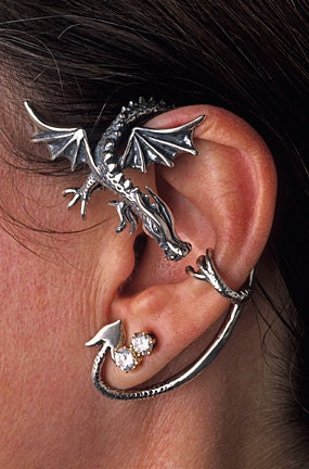 Silver Dragon Guardian Ear Wrap