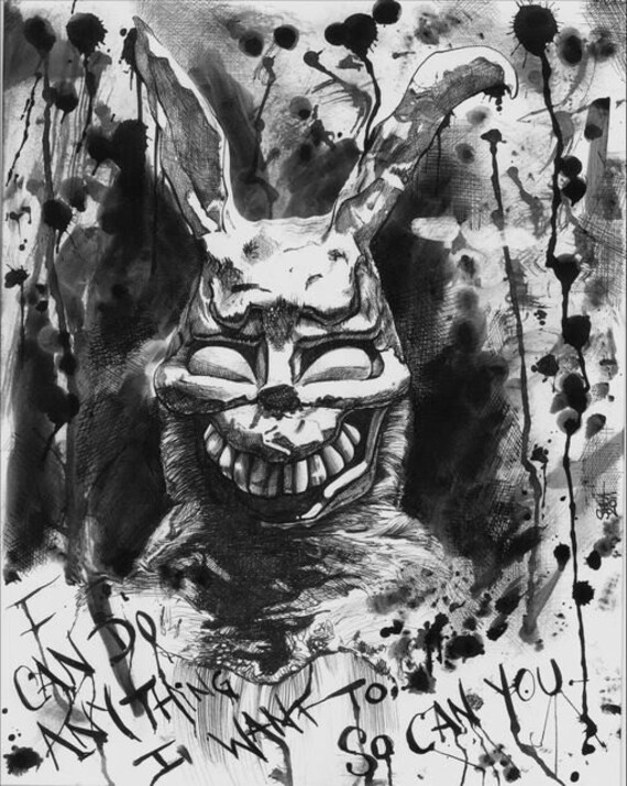 Original Frank Drawing Donnie Darko 11 x 14 pen and ink