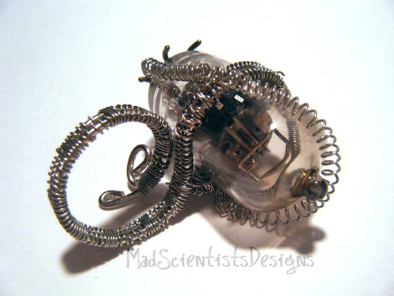 FREE SHIPPING Miles To Go - OOAK Steampunk Coil Ring 007