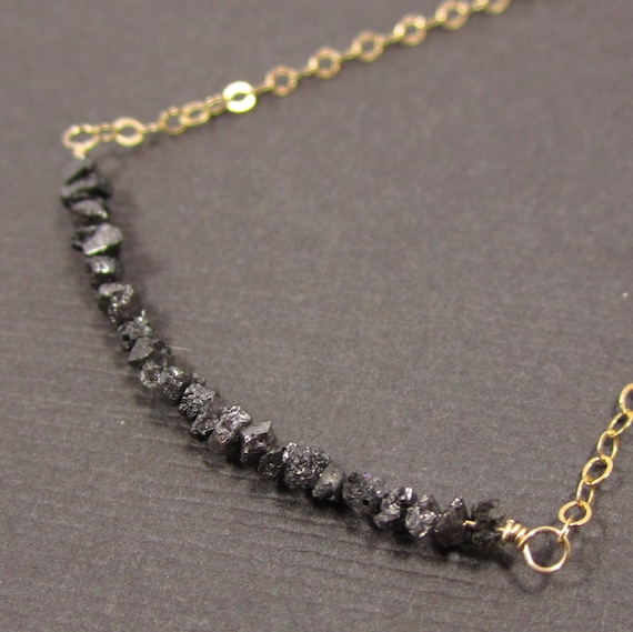On A Highwire - Shimmering Midnight Black Diamond Druzies and 14k Gold Filled
