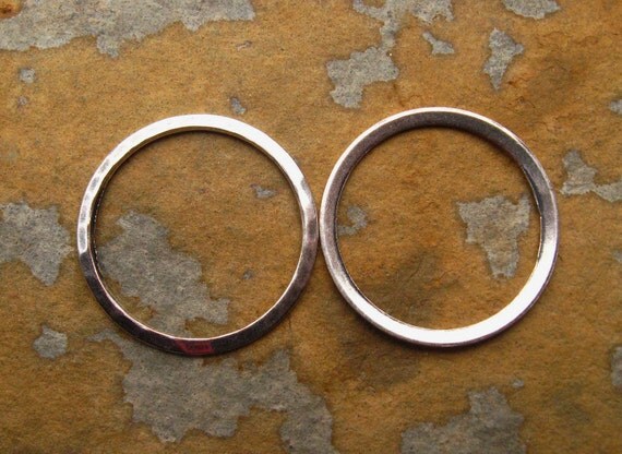 2 Medium Hammered Rings Antique Silver 21.5mm - Trinity Brass LOW SHIPPING
