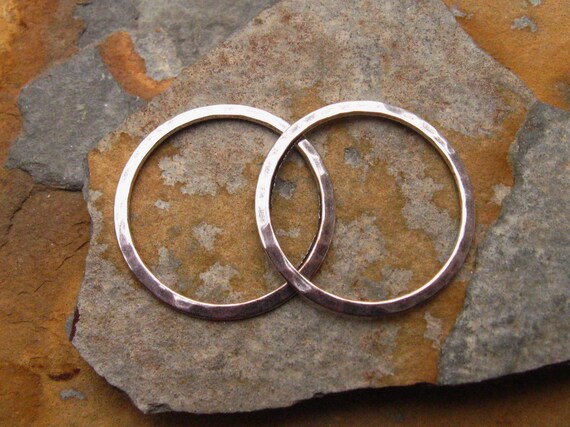 2 Medium Hammered Rings Antique Silver 21.5mm - Trinity Brass LOW SHIPPING
