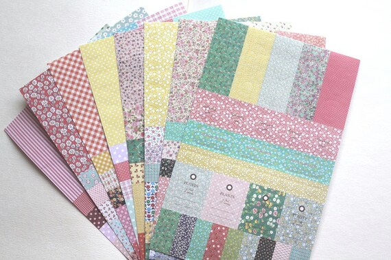 Floral deco stickers - floral fabric design - 8 sheets