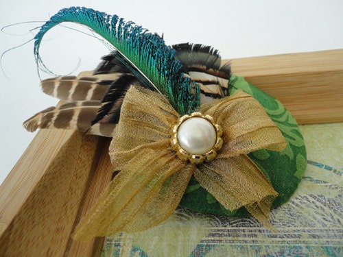 Libby Damask Green Feather Fascinator From MyFeatherband