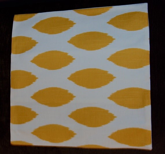 Bright Yellow Ikat Fabric Pillow Cover - FREE SHIPPING