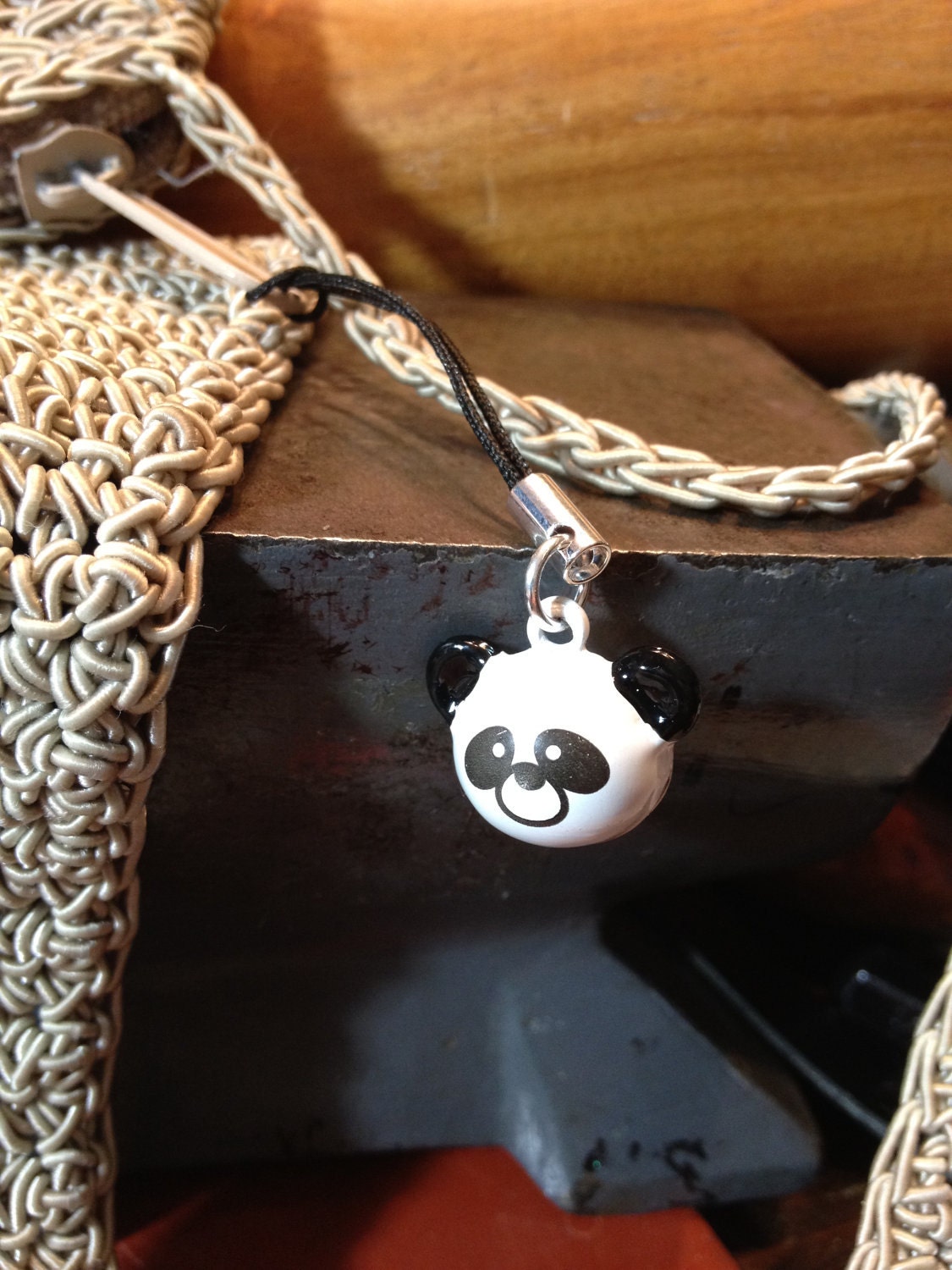 Cute Panda Bell Charm for Cell Phone, Zipper or Keychain