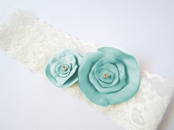 Tiffany Blue Bridal Garter Set