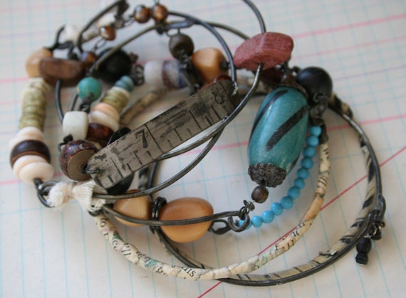 Numbers Talisman Bracelet set - wrapped and stack Gypsy Bracelets