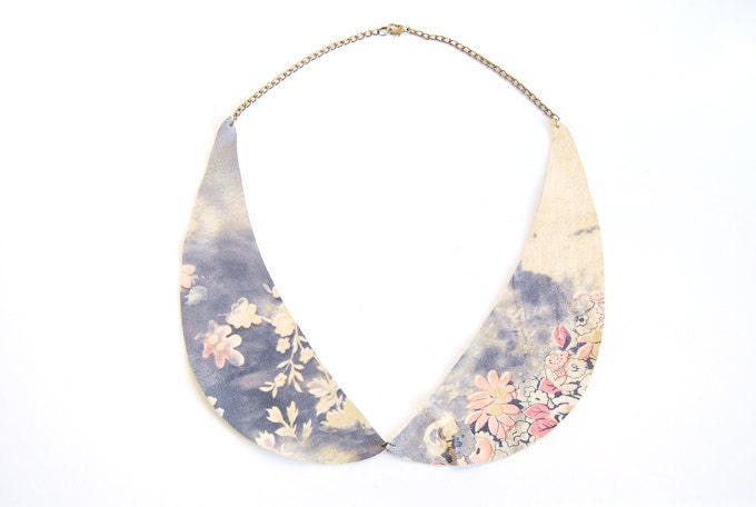 Floral Leather Peter Pan Collar Necklace