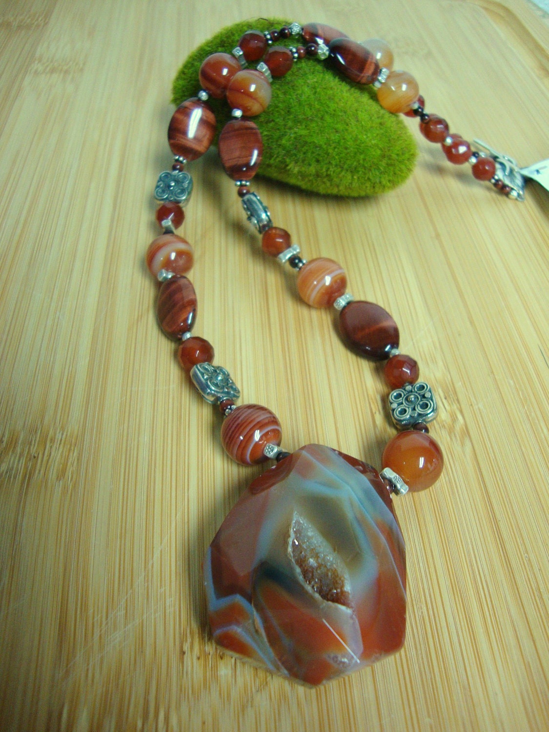 Chunky Carnelian Druzy Necklace Preview 3