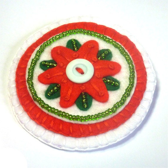 Christmas Poinsettia Felt Brooch