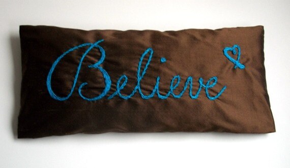 Lavender and Flaxseed Hand Embroidered Eye Pillow, Extra Large by Dolce Dreams