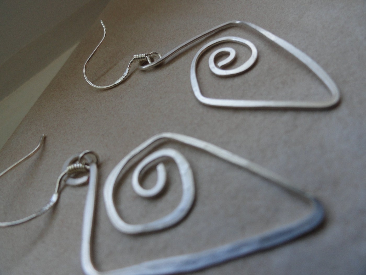 Geometric Hand Formed Hammered Silver Earrings