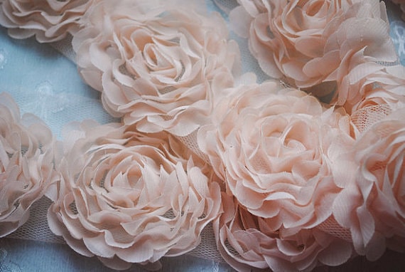 Champine Pink Chiffon Rosette Wedding Lace Trim DIY Fabric Crafts 