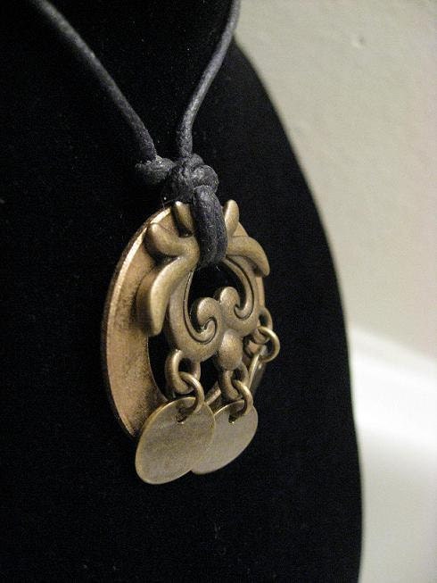 urban artifact necklace - bronze washer, three brass discs, brass jewelry component
