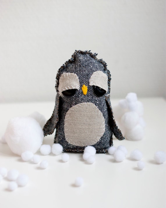 Hand sewn soft sculpture - Peggy the penguin