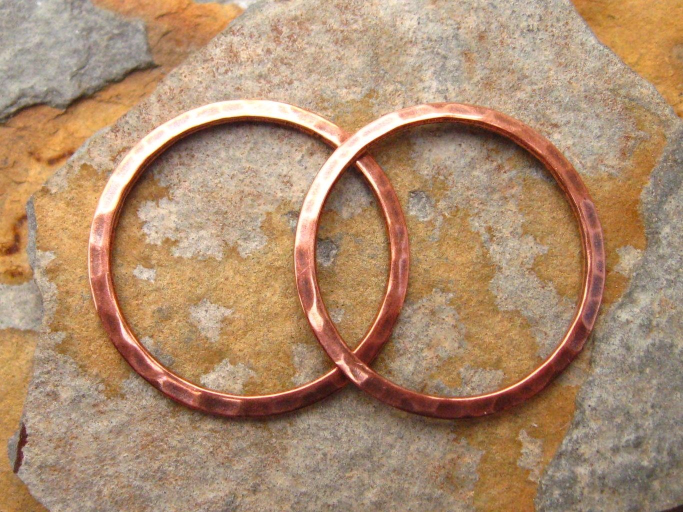 2 Medium Hammered Rings Antique Copper 21.5mm - Trinity Brass Co. LOW SHIPPING
