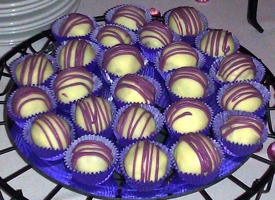 SAMPLER: Wedding White Almond Cake Balls with Black Raspberry Filling (3 Pc. Sampler)--Made-to-Order