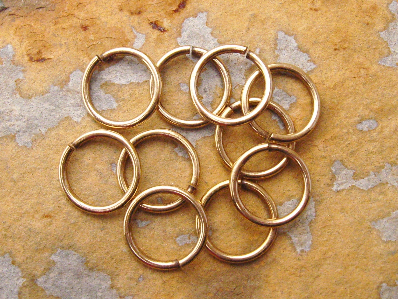6 Antique Gold Patina 11.5mm 16 Gauge Open Jumprings -  Trinity Brass Co.  LOW SHIPPING