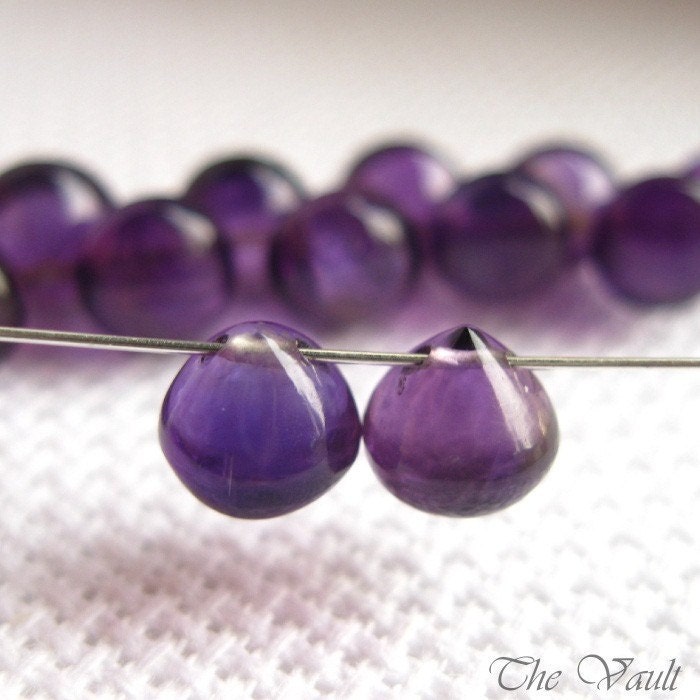 12 (6 pair) Amethyst 5.5-6.5mm smooth onion briolettes