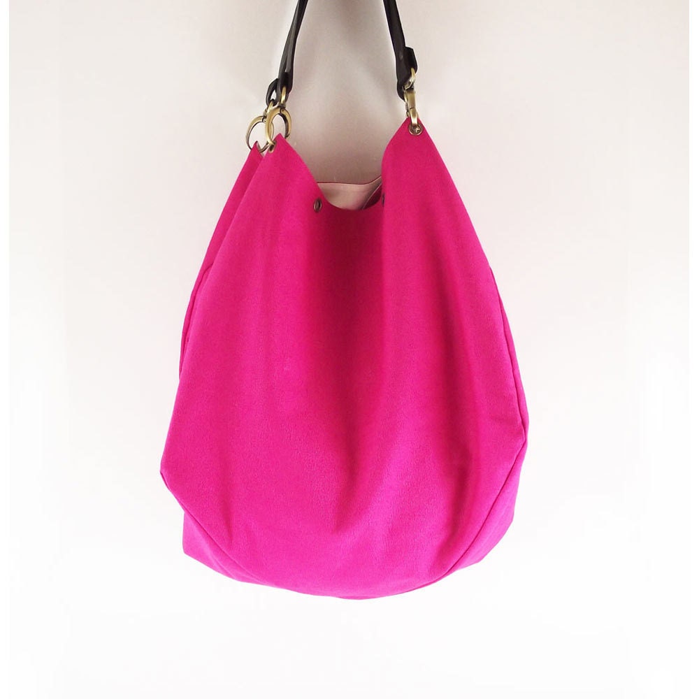 Hot pink canvas bag / shoulder bag / tote / handbag / Joy