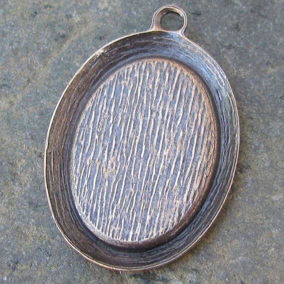 Wood Grain Cameo Setting 18x13 Antiqued Brass Jewelry Findings 1265  - 6 Pcs
