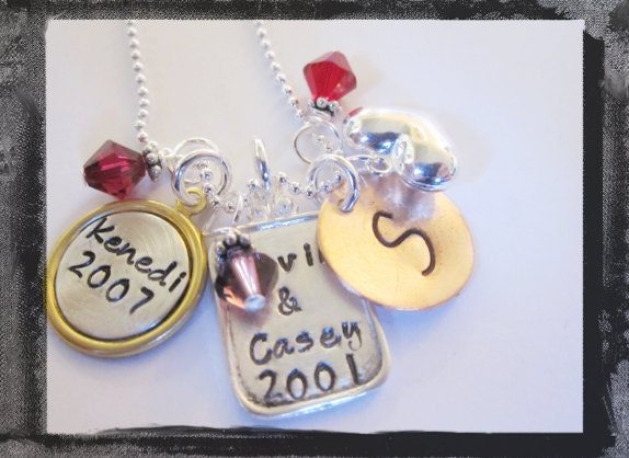 Hand Stamped Mixed Metals Charm Necklace
