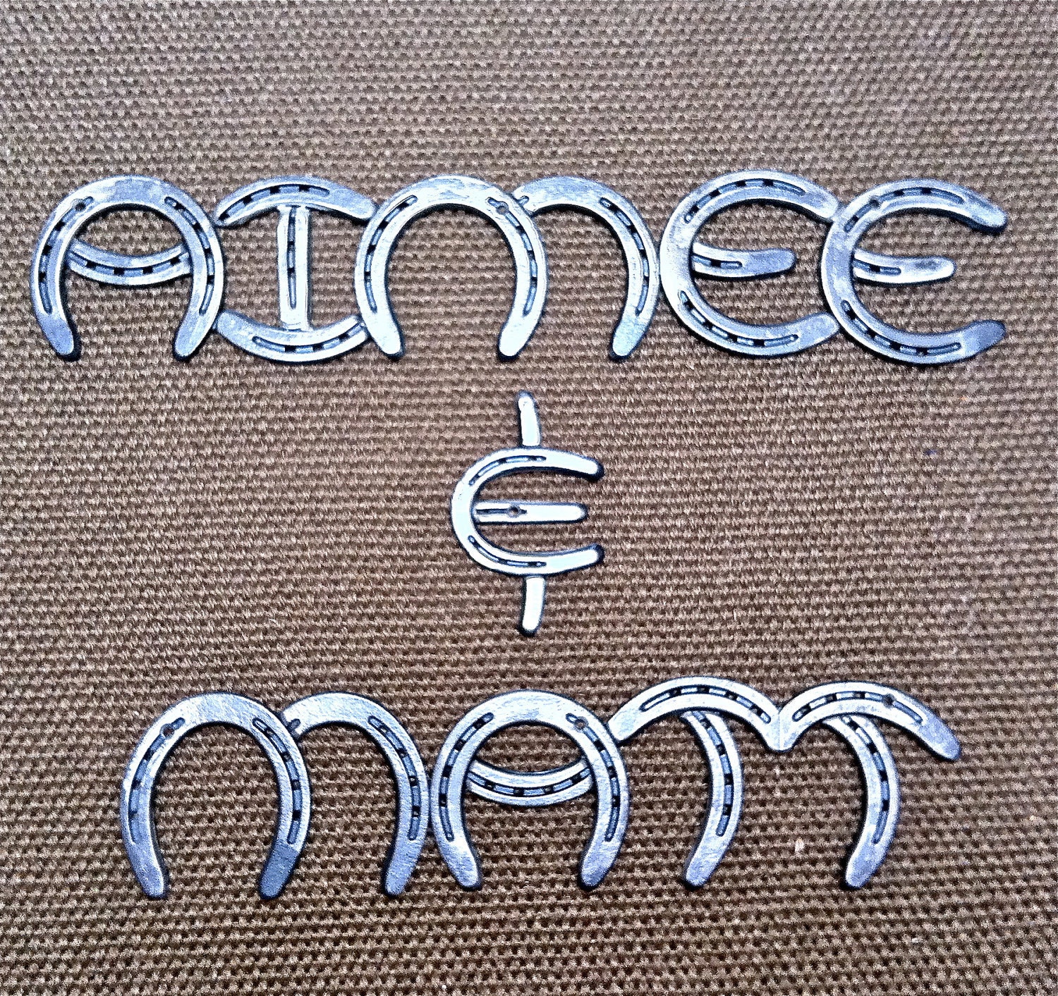 Blacksmith Creations Custom Bridal Wedding Gift, iron, steel words, good luck, name sign, marriage, anniversary, horseshoes, MADE TO ORDER