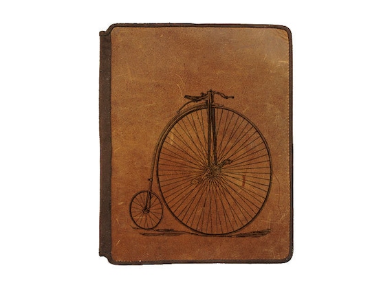 Ipad 2 Leather Book Cover Case - Vintage Bike