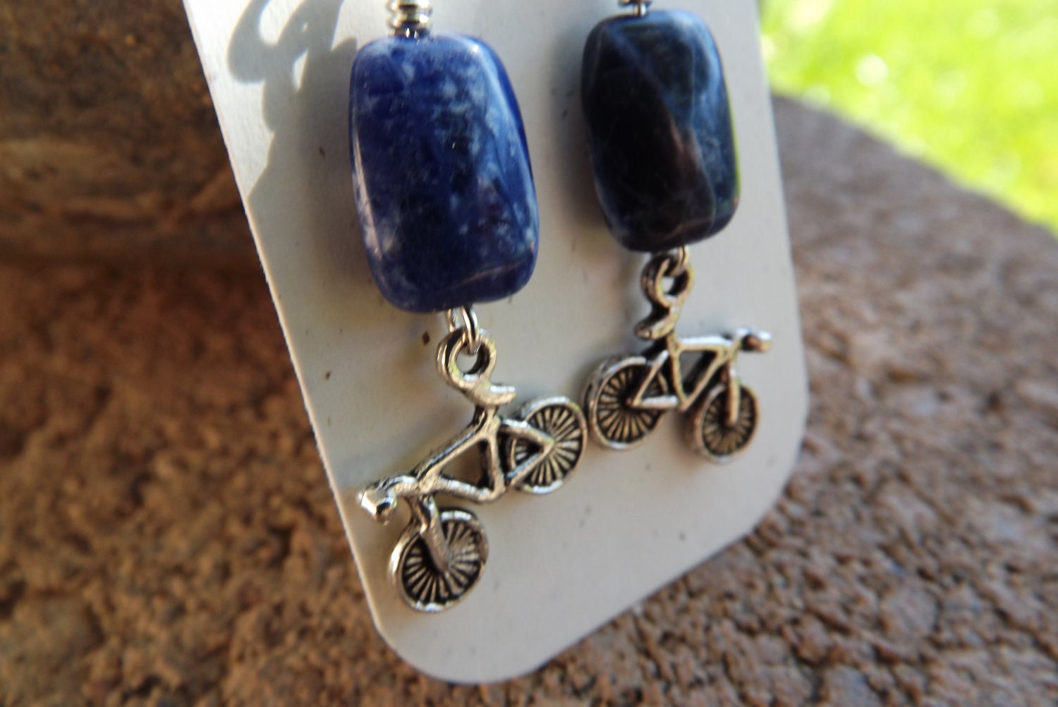 Soladite and Silver Bike Earrings