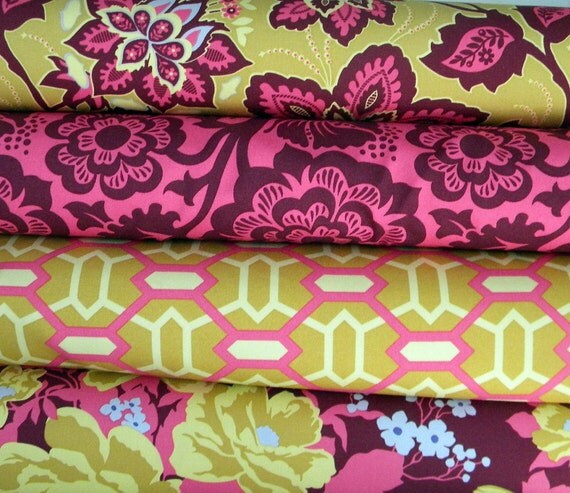 Home Dec Fabric  Bundle - Joel Dewberry  Heirloom Collection - Garnet & Gold  - Total 2 Yards