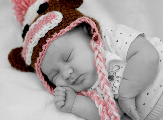 Sock Monkey Crochet Hat - Made to Order
