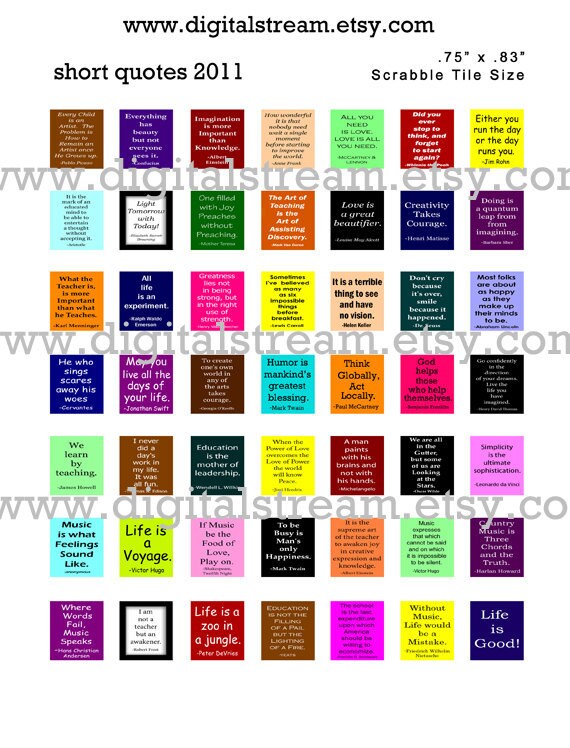 Short Quotes Scrabble Tile Size Digital Collage Sheet 49 Different 75x83