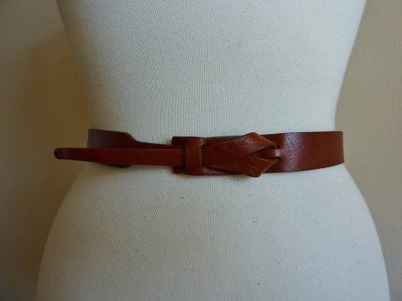 Skinny Leather Belt in Camel by Muse 1 inch by MuseBelts on Etsy from etsy.com
