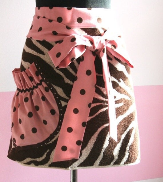 Zebra Towel Apron - Brown and Cream
