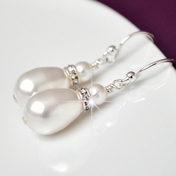 Bridal Earrings Drop Pearl Earrings Pearl Drop Earrings White Pearl