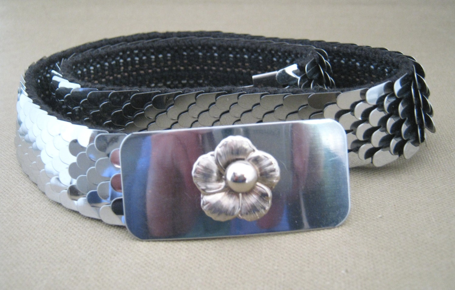 Vintage Silver Metal Snake Stretch Belt