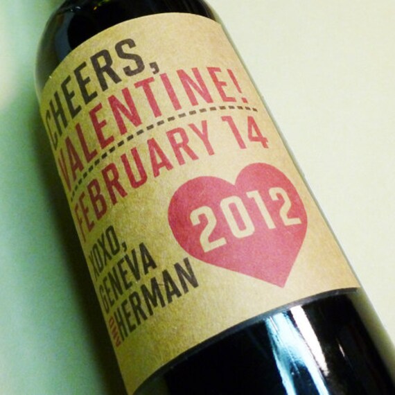 Valentines Wine Label or Wedding label with your personalized message