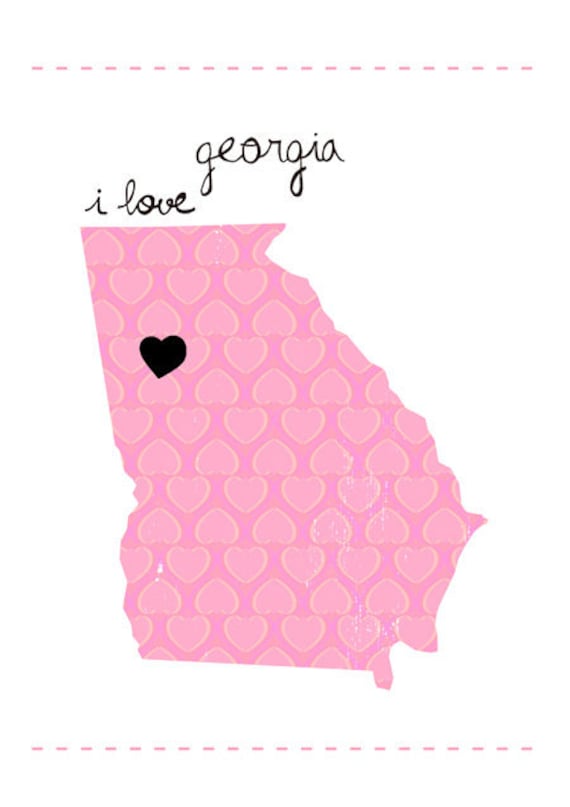 Georgia Map Illustration size A4 (11,8x8,3 inches)
