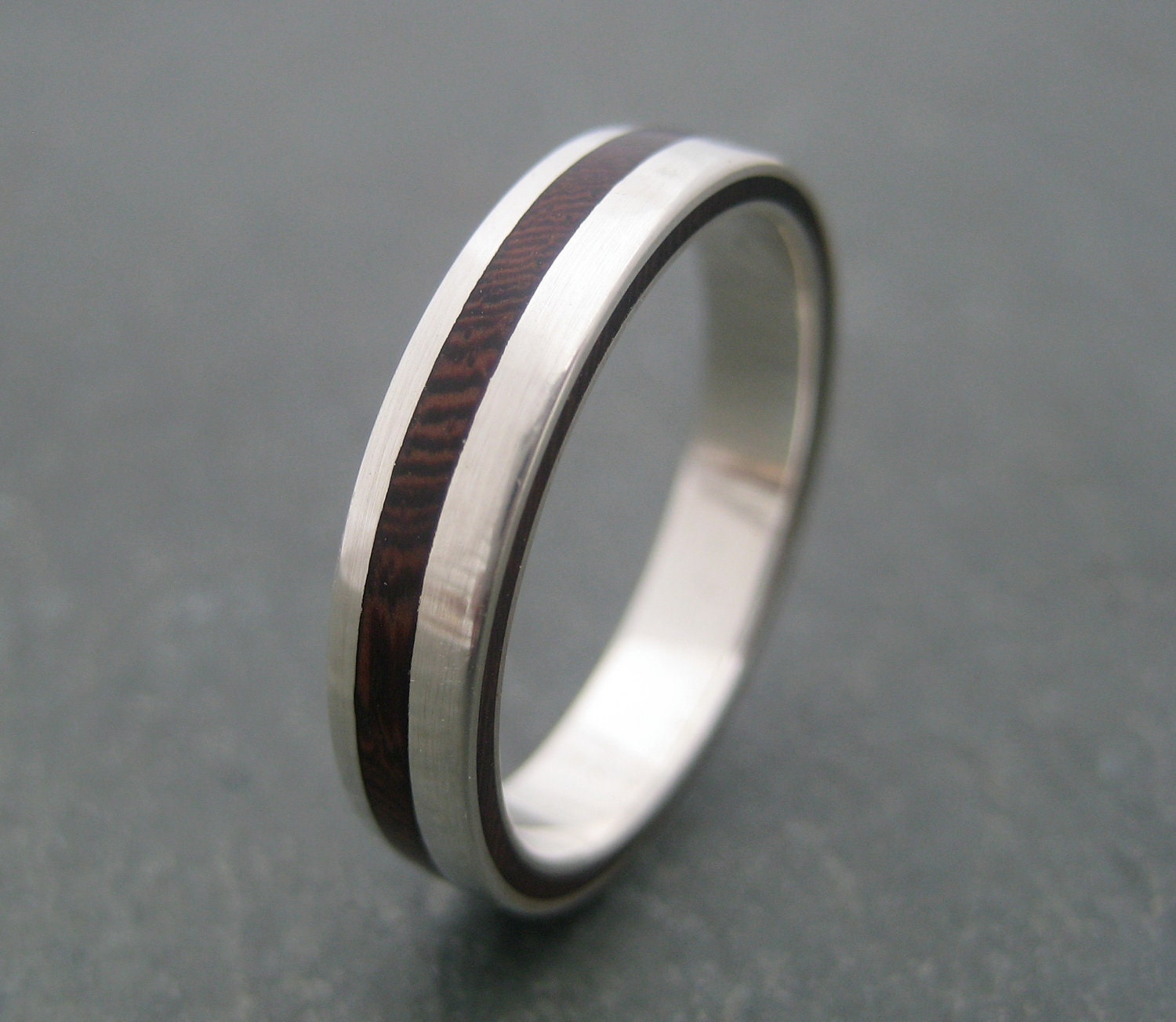 Equinox - wood ring with recycled sterling silver