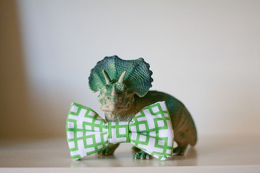 Green Geometric Bow Tie for Child- Clip on The Hulk