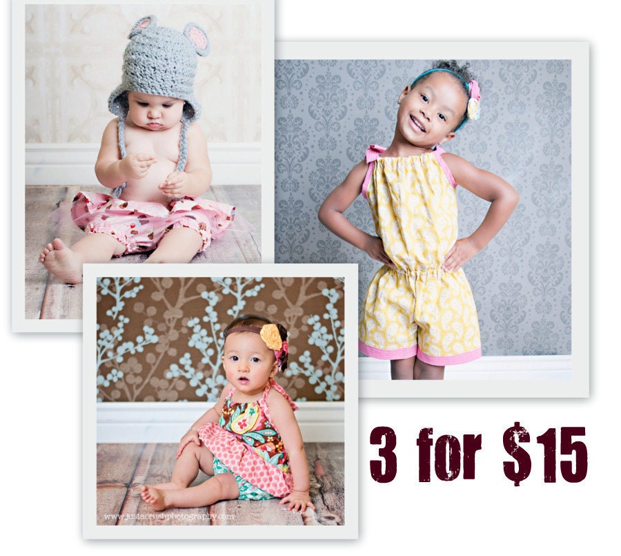 Sewing Patterns...Any 3 PDF Patterns for 15, girls dress baby easy sew toddler dolls