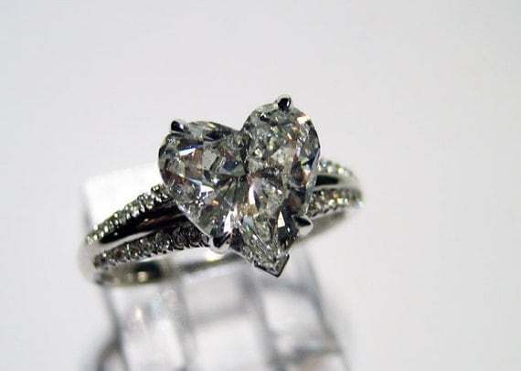 2.50ct Antique Vintage Heart Shape DIAMOND ENGAGEMENT Wedding Anniversary Ring Natural 18k