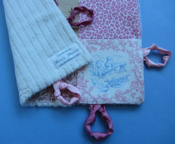 Baby Lovey Personalized with Custom Hand Embroidery and  Knotties by Dolce Dreams