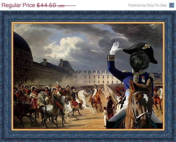 Affenpinscher - Napoleon at the Parade in the Court of the Tuileries Palace FINE ART CANVAS PRINT