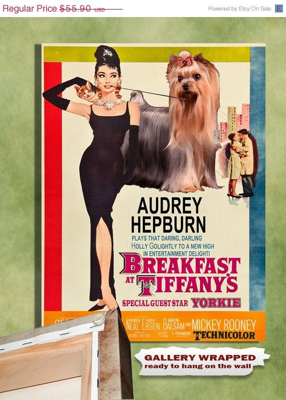 Yorkshire Terrier Art Print - Breakfast at Tiffany's Movie Vintage Style Poster