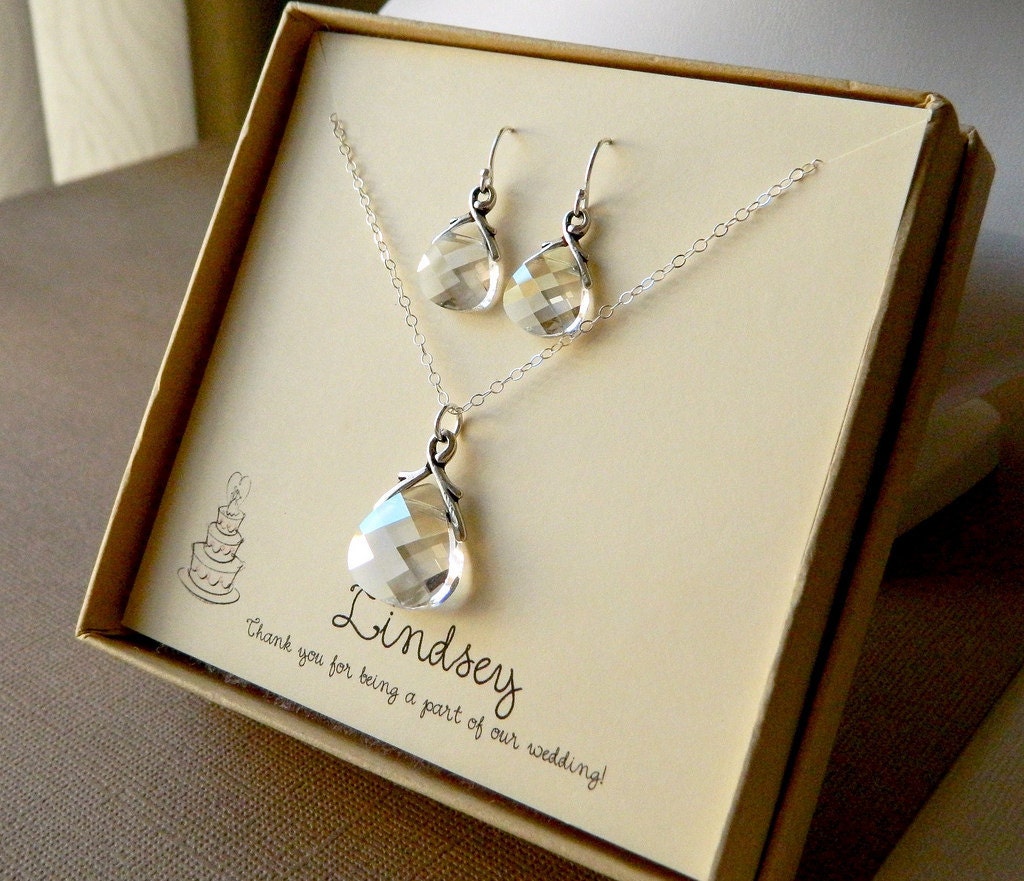 Swarovski Pendant Necklace and Earring Gift Set - Sterling Silver