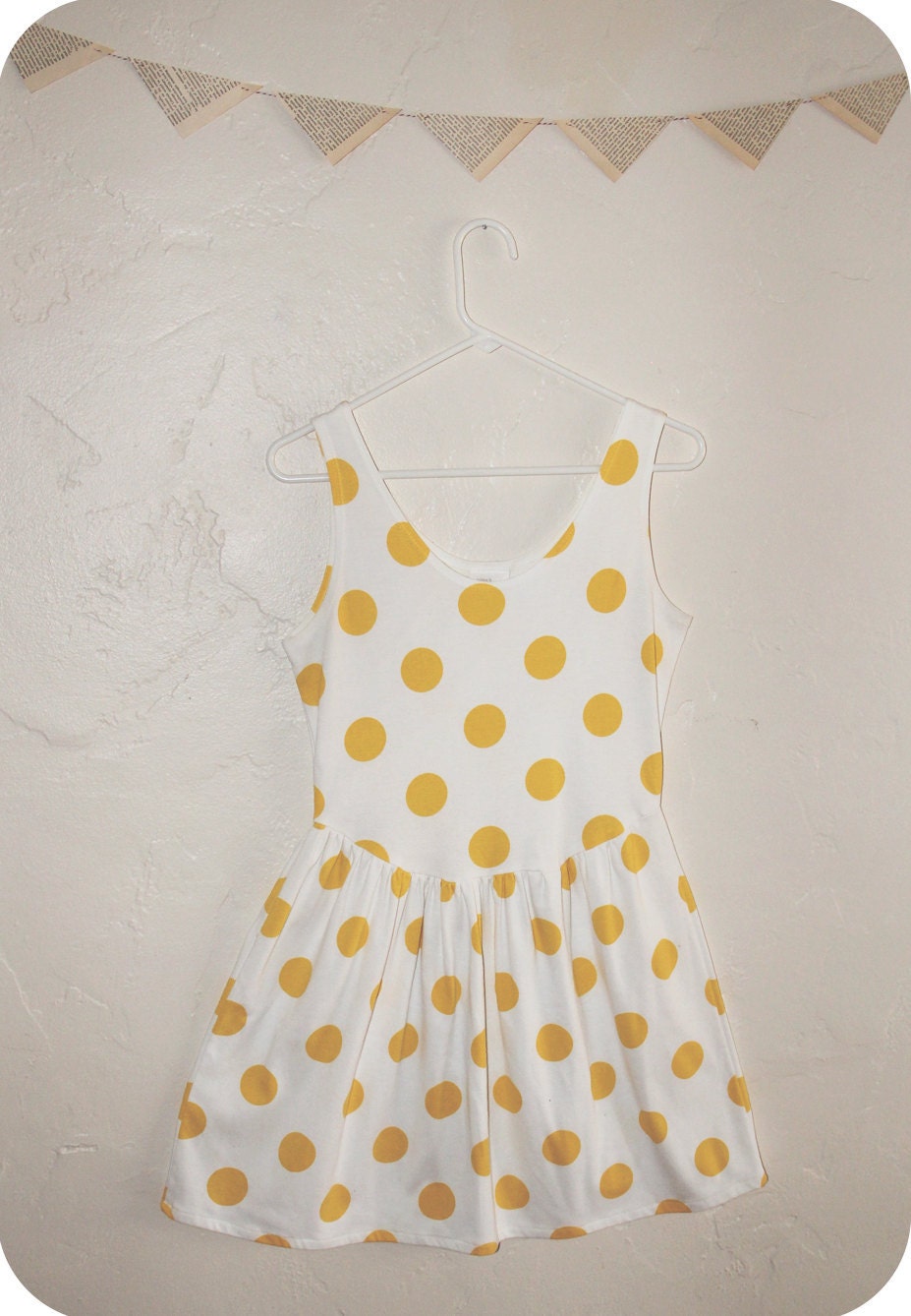 Polka Dot Vintage Dress - Cute Yellow and White SALE