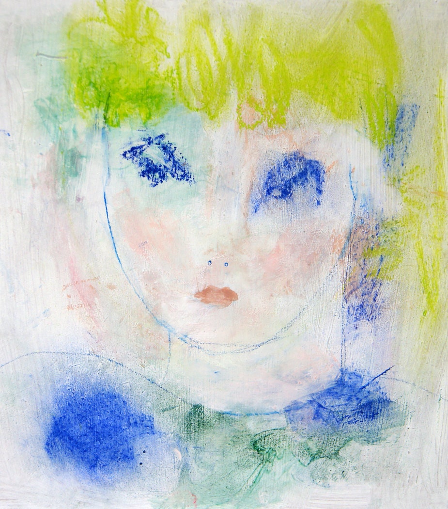 Original Portrait Painting woman modern outsider expressionist intuitive original whimsical